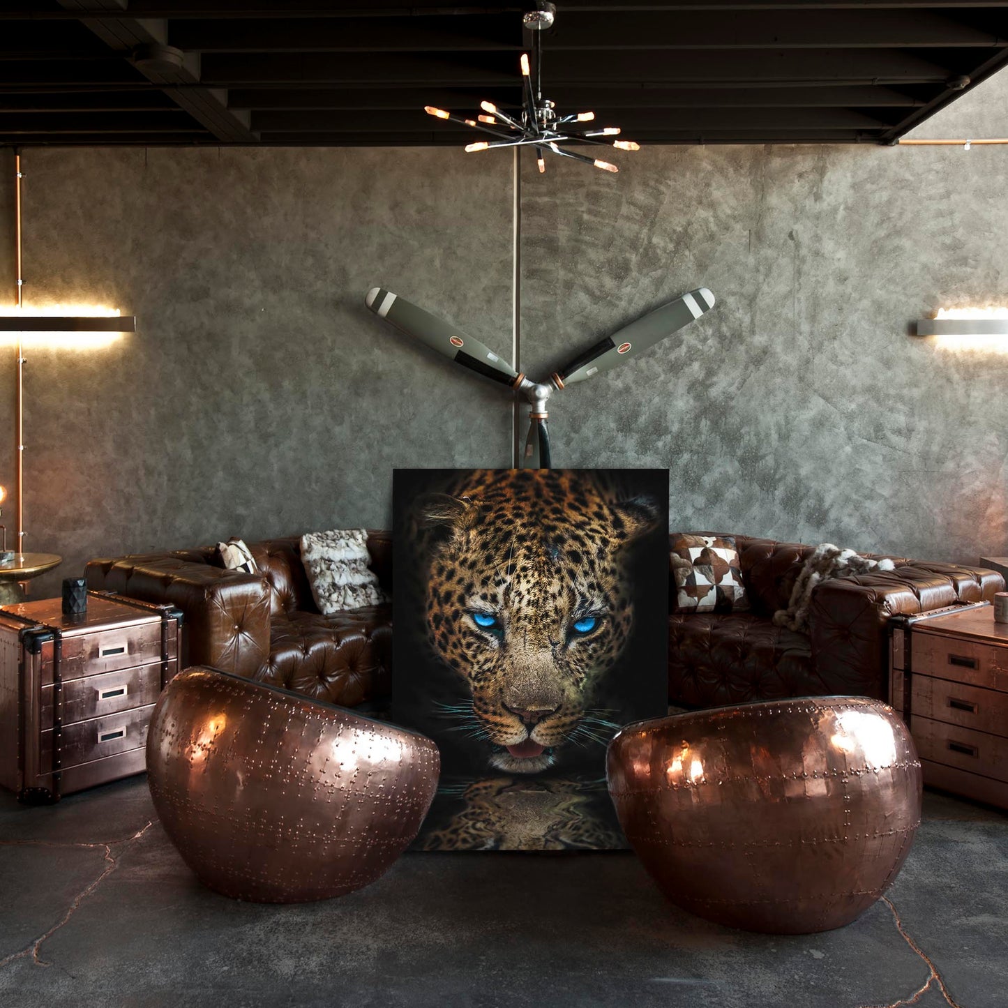 Thirsty Leopard Reflection Wall Art | Inspirational Wall Art Motivational Wall Art Quotes Office Art | Impaktiv Exclusive Canvas Art Portrait