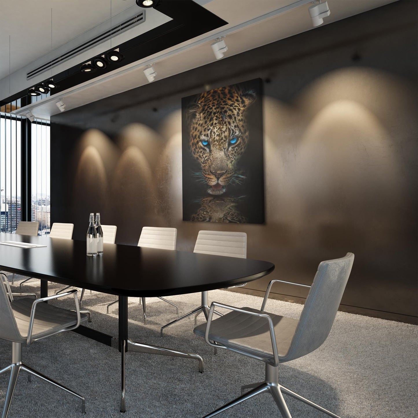 Thirsty Leopard Reflection Wall Art | Inspirational Wall Art Motivational Wall Art Quotes Office Art | Impaktiv Exclusive Canvas Art Portrait
