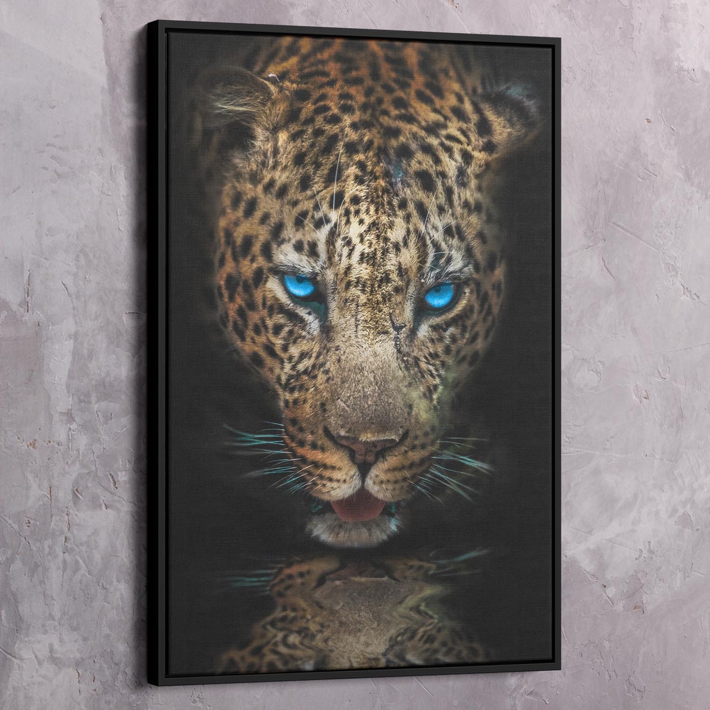 Thirsty Leopard Reflection Wall Art | Inspirational Wall Art Motivational Wall Art Quotes Office Art | Impaktiv Exclusive Canvas Art Portrait
