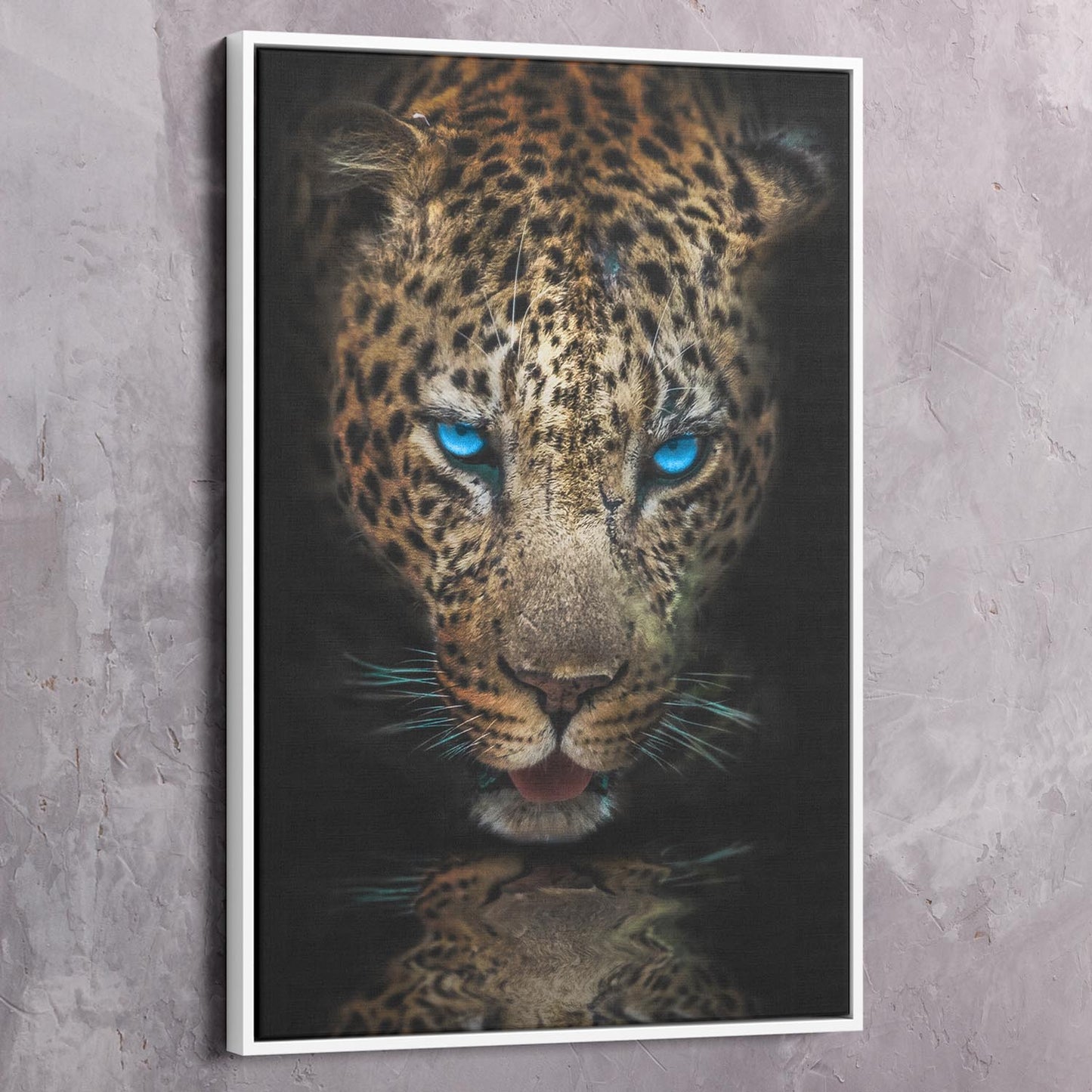 Thirsty Leopard Reflection Wall Art | Inspirational Wall Art Motivational Wall Art Quotes Office Art | Impaktiv Exclusive Canvas Art Portrait