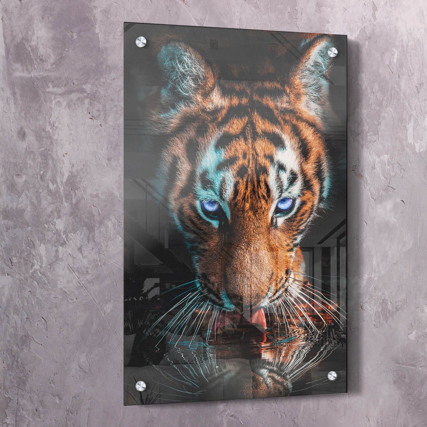 Thirsty Tiger Wall Art | Inspirational Wall Art Motivational Wall Art Quotes Office Art | Impaktiv Exclusive Canvas Art Portrait