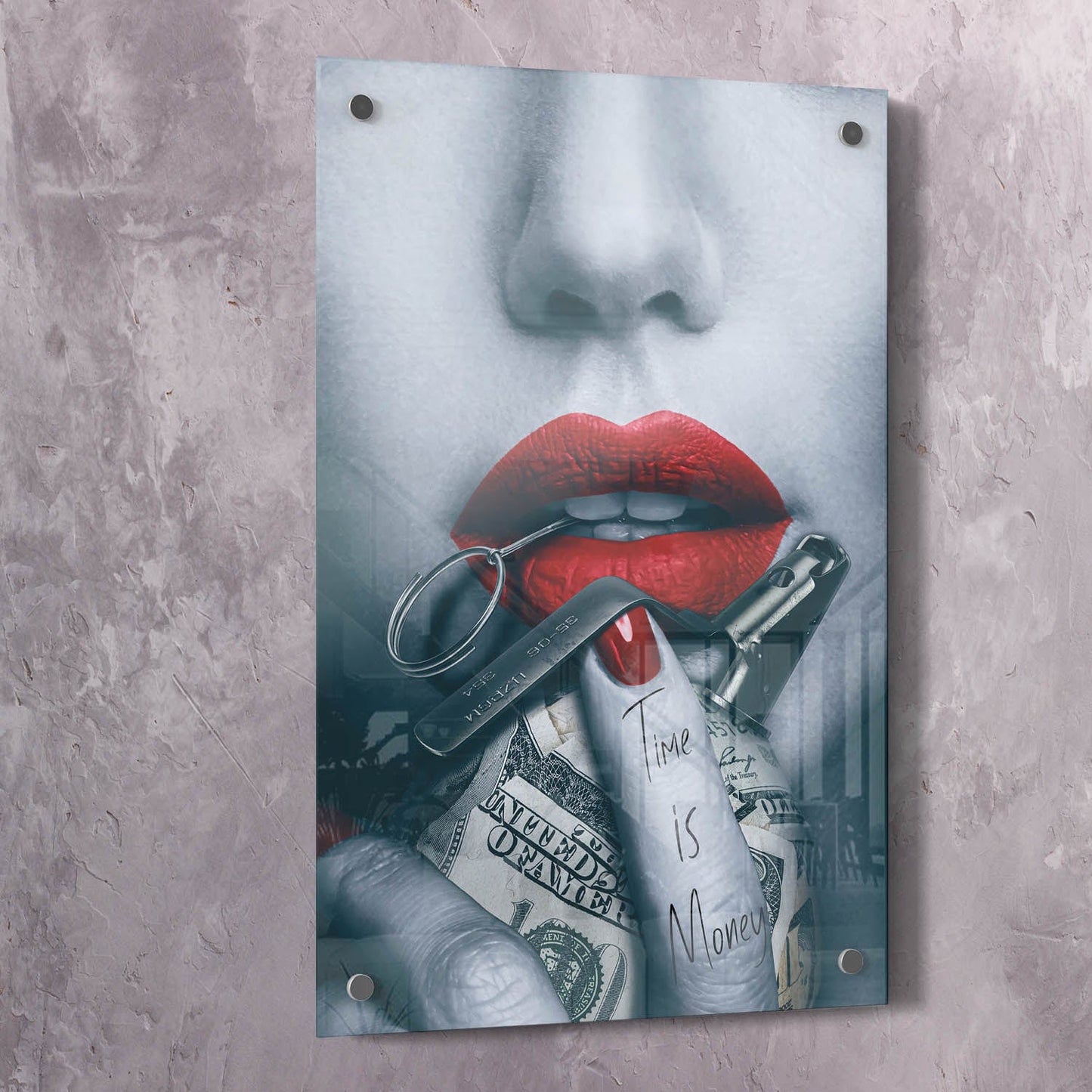 Time is Money Grenade Beauty Art Wall Art | Inspirational Wall Art Motivational Wall Art Quotes Office Art | Impaktiv Exclusive Canvas Art Portrait