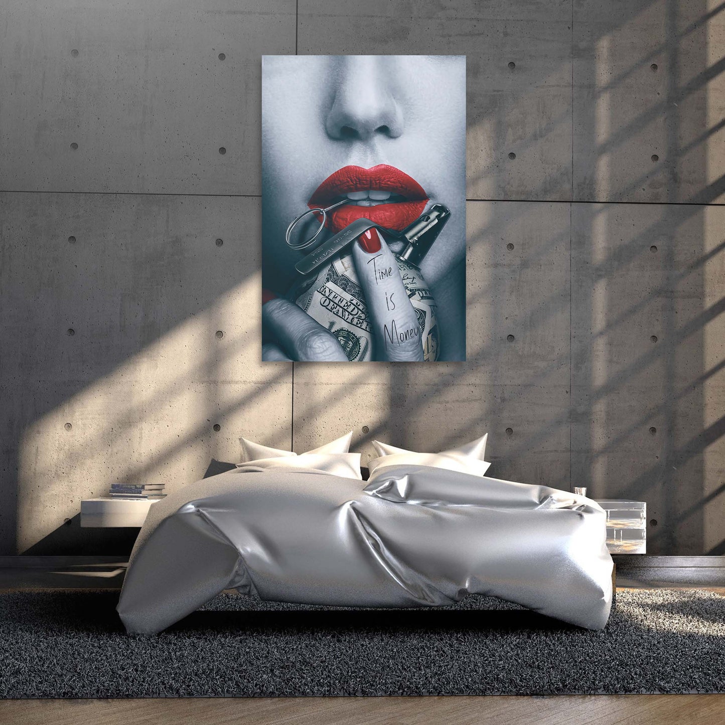 Time is Money Grenade Beauty Art Wall Art | Inspirational Wall Art Motivational Wall Art Quotes Office Art | Impaktiv Exclusive Canvas Art Portrait