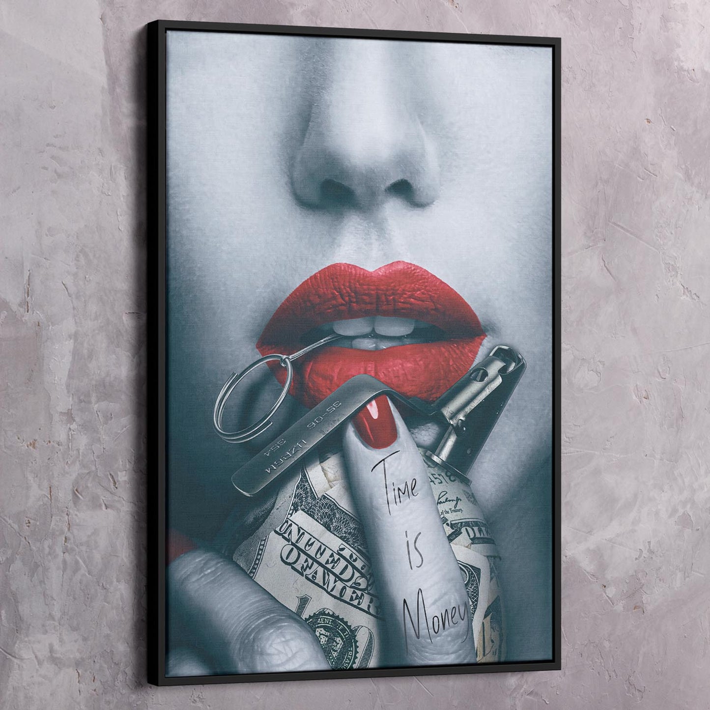 Time is Money Grenade Beauty Art Wall Art | Inspirational Wall Art Motivational Wall Art Quotes Office Art | Impaktiv Exclusive Canvas Art Portrait