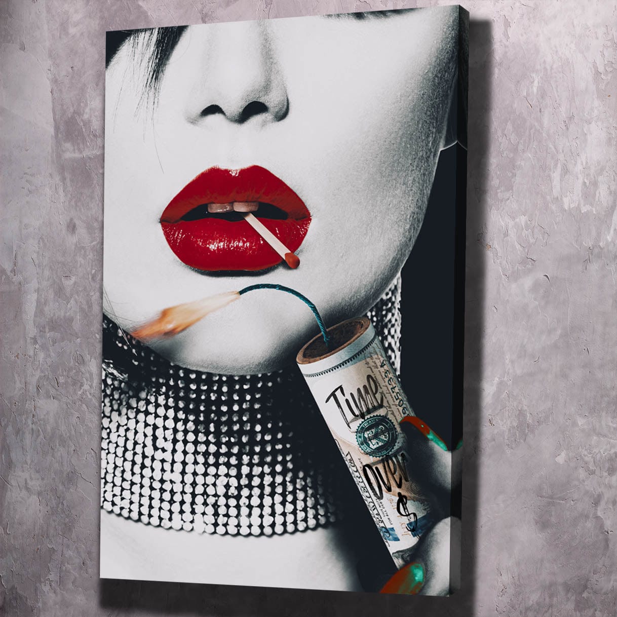 Time Over Money Dynamite Beauty Art Wall Art | Inspirational Wall Art Motivational Wall Art Quotes Office Art | Impaktiv Exclusive Canvas Art Portrait