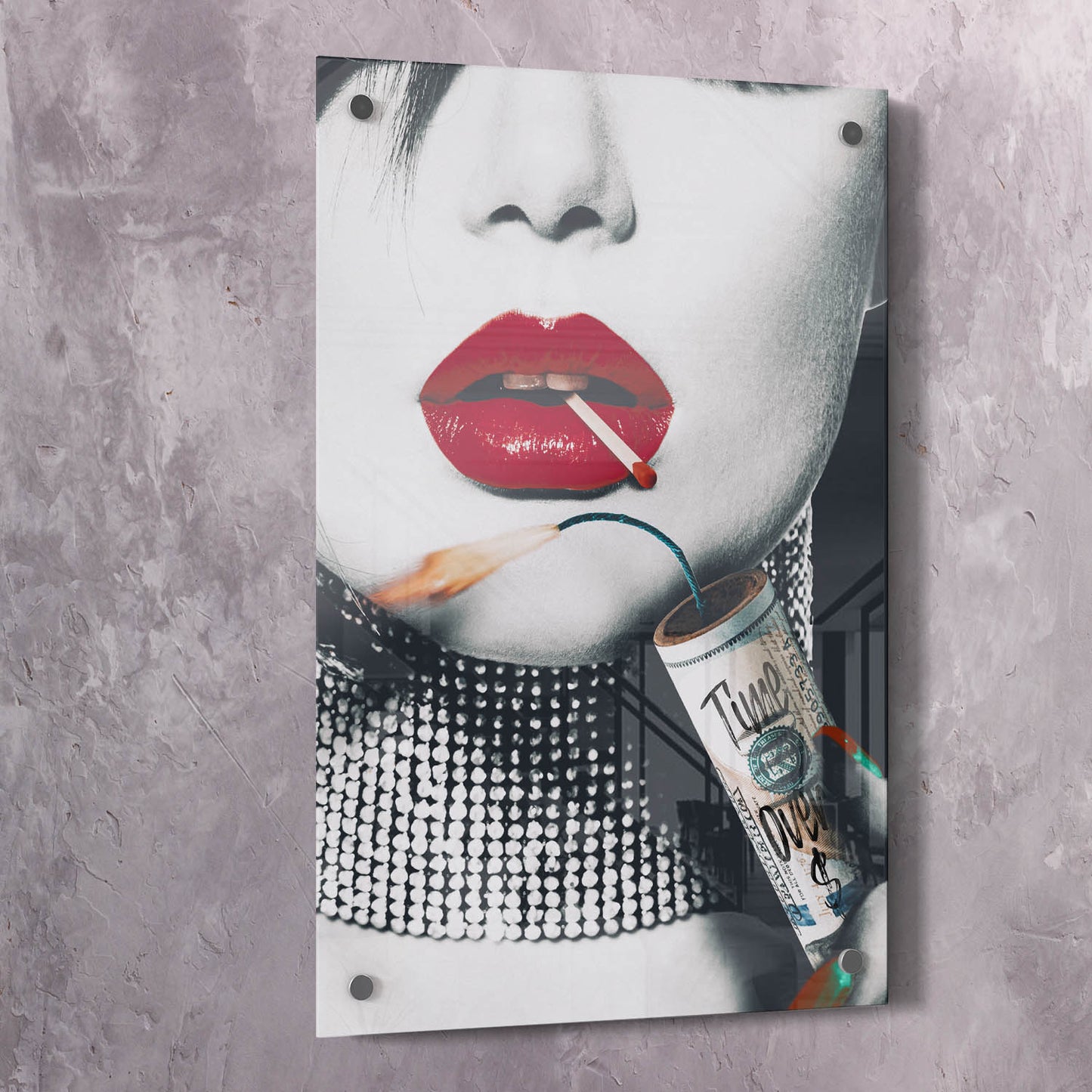Time Over Money Dynamite Beauty Art Wall Art | Inspirational Wall Art Motivational Wall Art Quotes Office Art | Impaktiv Exclusive Canvas Art Portrait