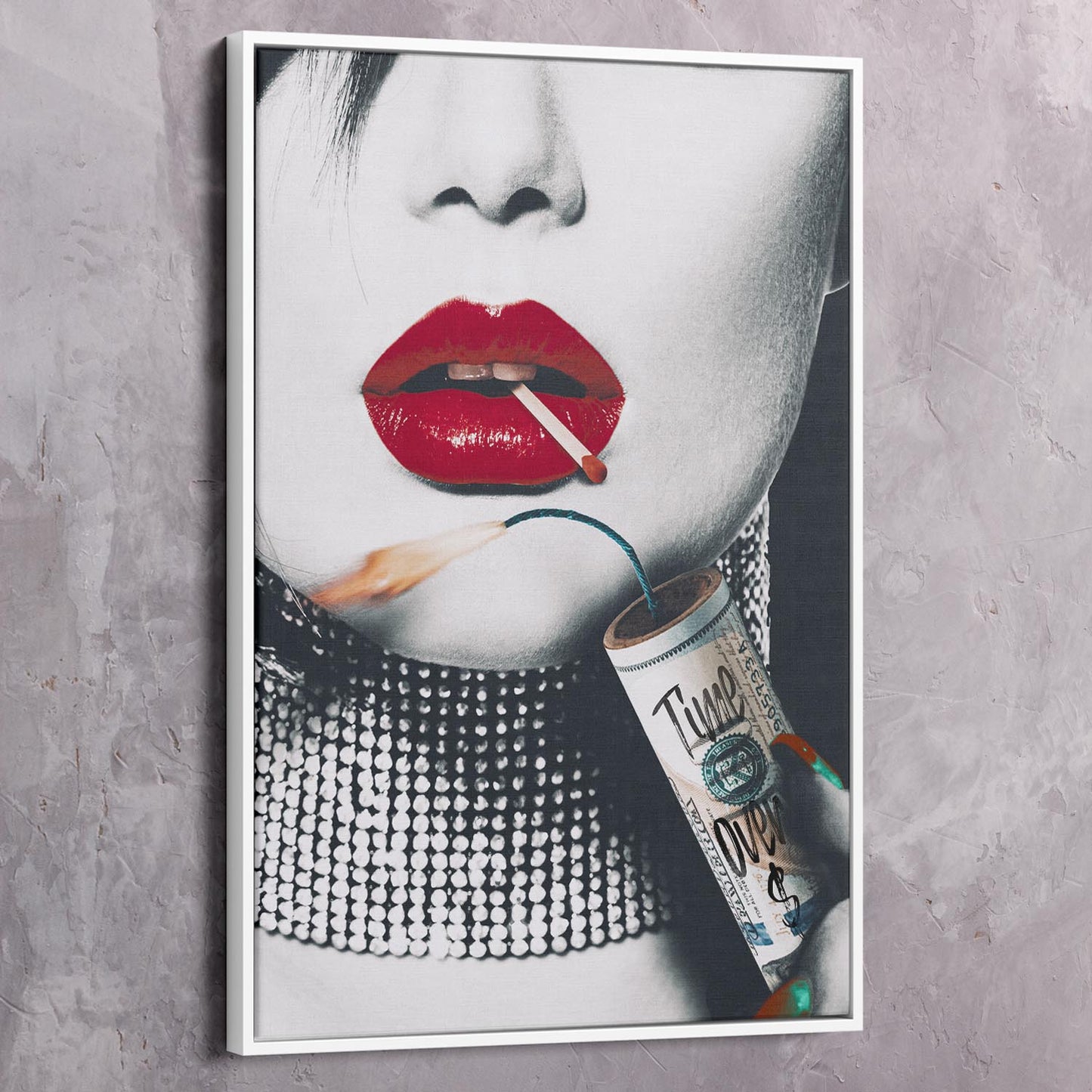 Time Over Money Dynamite Beauty Art Wall Art | Inspirational Wall Art Motivational Wall Art Quotes Office Art | Impaktiv Exclusive Canvas Art Portrait