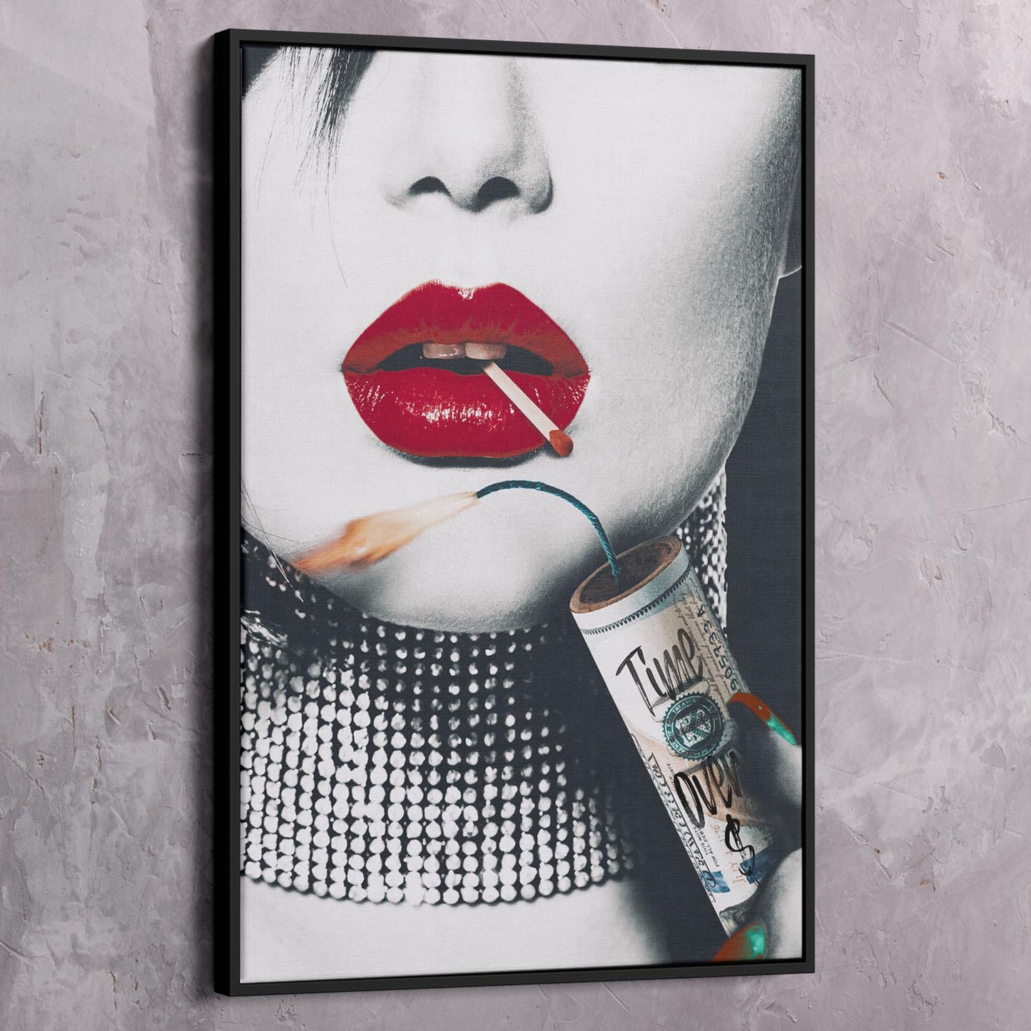 Time Over Money Dynamite Beauty Art Wall Art | Inspirational Wall Art Motivational Wall Art Quotes Office Art | Impaktiv Exclusive Canvas Art Portrait