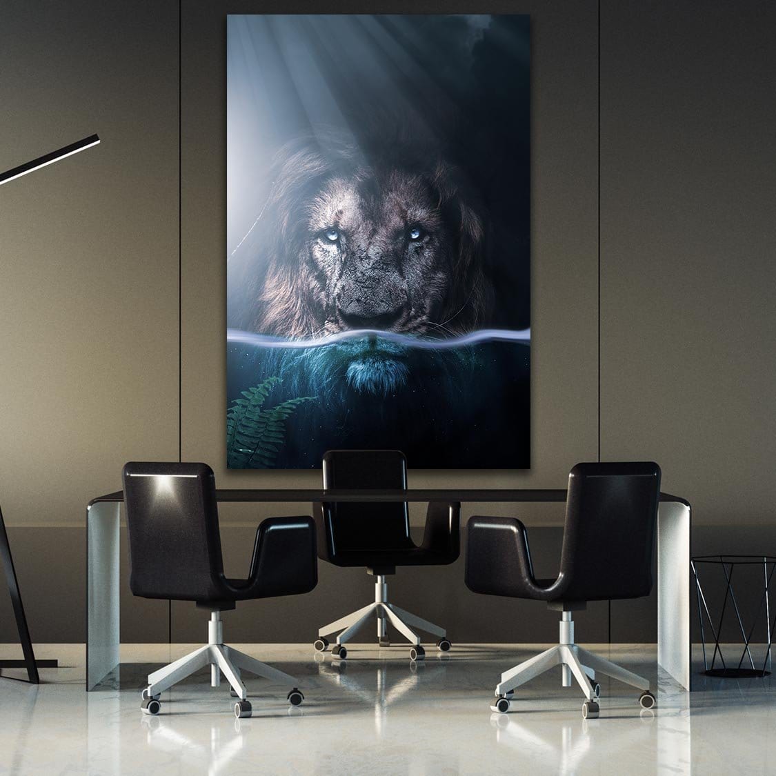 Underwater Lion Wall Art | Inspirational Wall Art Motivational Wall Art Quotes Office Art | Impaktiv Exclusive Canvas Art Portrait