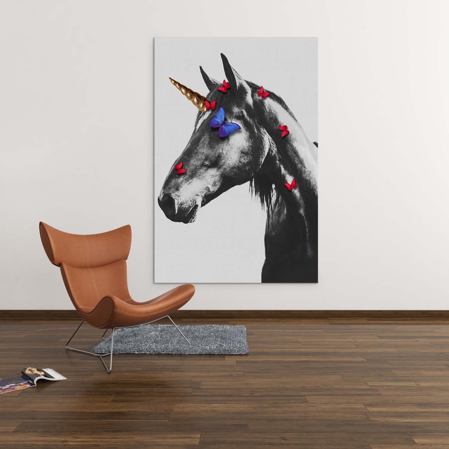 Unicorn Butterflies Wall Art | Inspirational Wall Art Motivational Wall Art Quotes Office Art | Impaktiv Exclusive Canvas Art Portrait