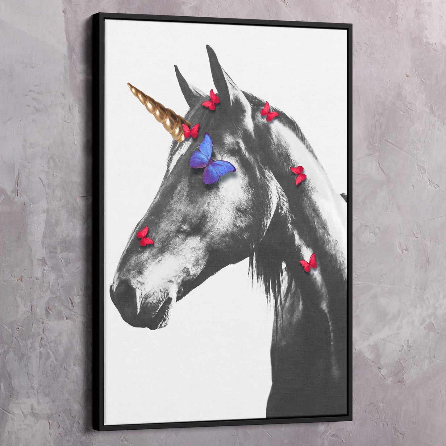Unicorn Butterflies Wall Art | Inspirational Wall Art Motivational Wall Art Quotes Office Art | Impaktiv Exclusive Canvas Art Portrait