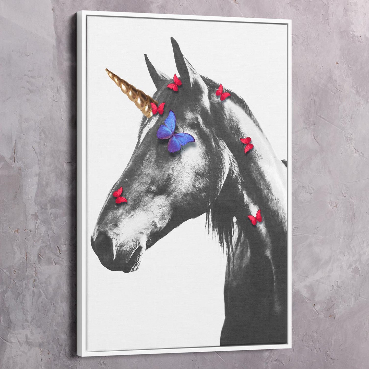 Unicorn Butterflies Wall Art | Inspirational Wall Art Motivational Wall Art Quotes Office Art | Impaktiv Exclusive Canvas Art Portrait