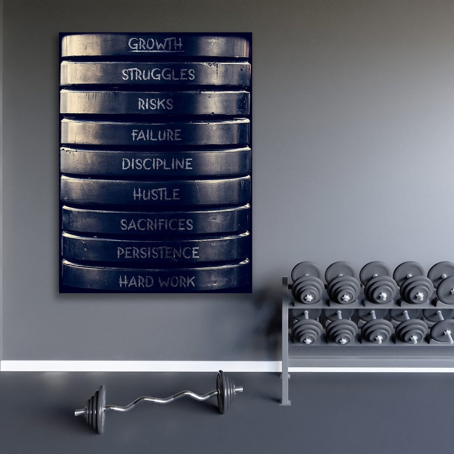 Weight Plates of Growth Wall Art | Inspirational Wall Art Motivational Wall Art Quotes Office Art | Impaktiv Exclusive Canvas Art Portrait