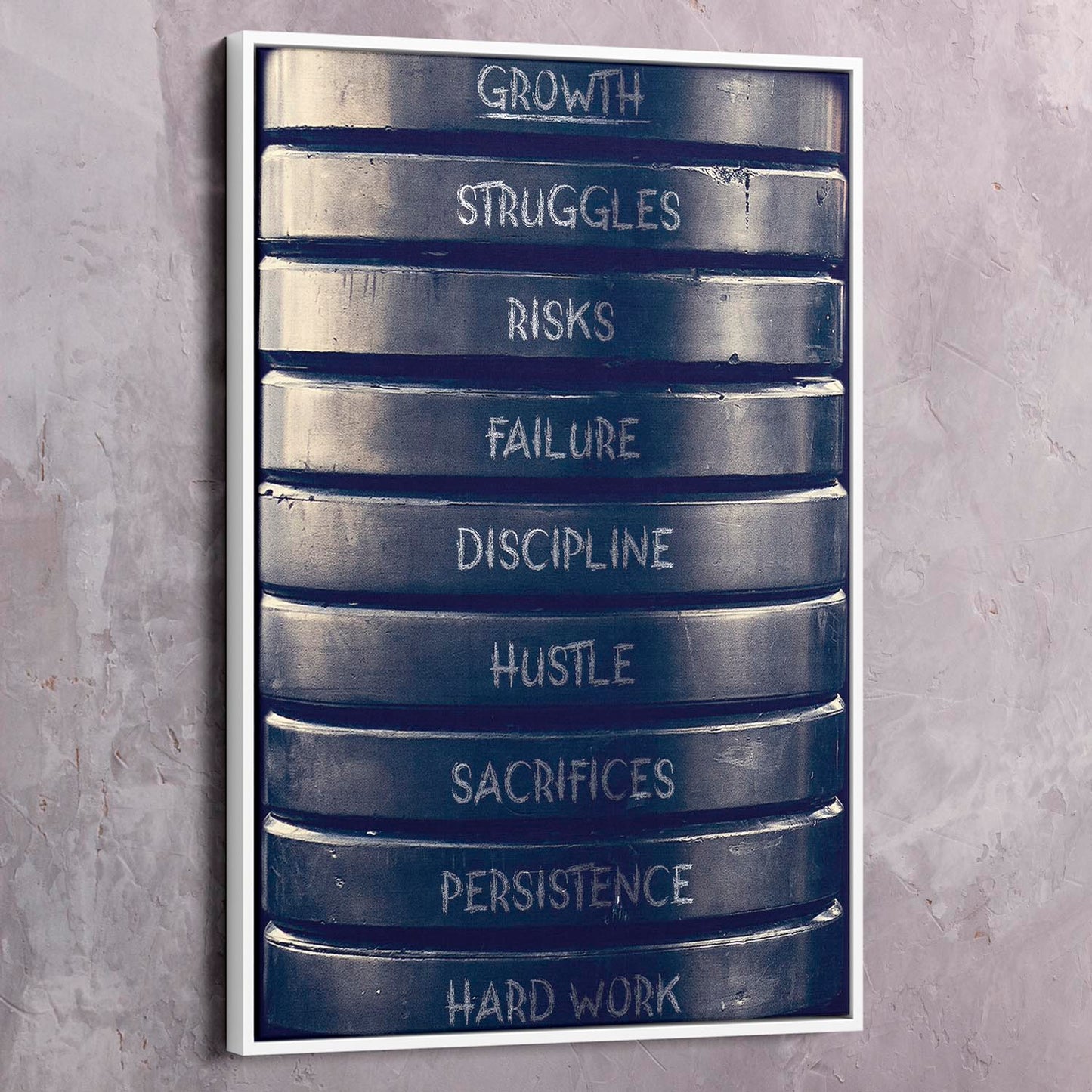 Weight Plates of Growth Wall Art | Inspirational Wall Art Motivational Wall Art Quotes Office Art | Impaktiv Exclusive Canvas Art Portrait