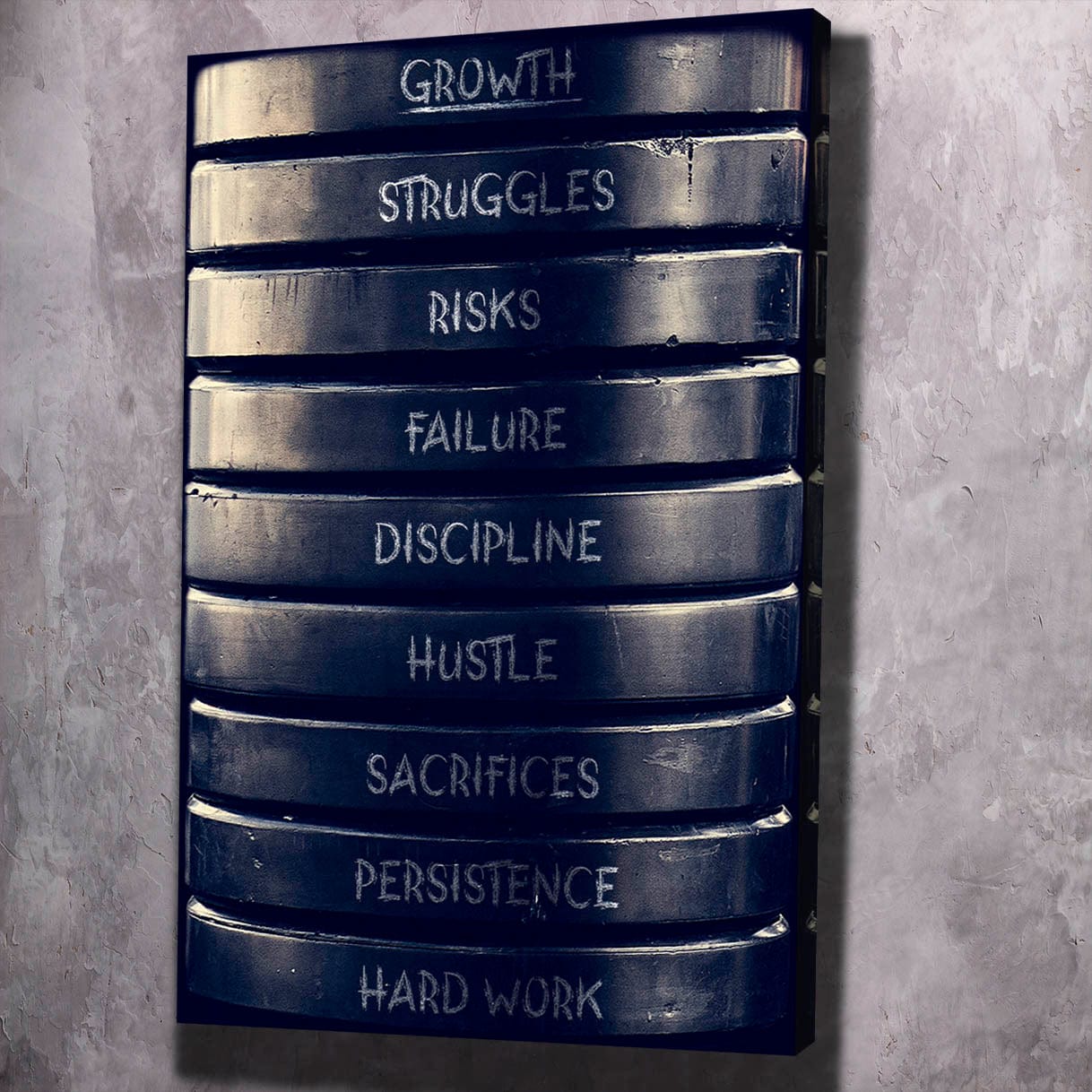 Weight Plates of Growth Wall Art | Inspirational Wall Art Motivational Wall Art Quotes Office Art | Impaktiv Exclusive Canvas Art Portrait