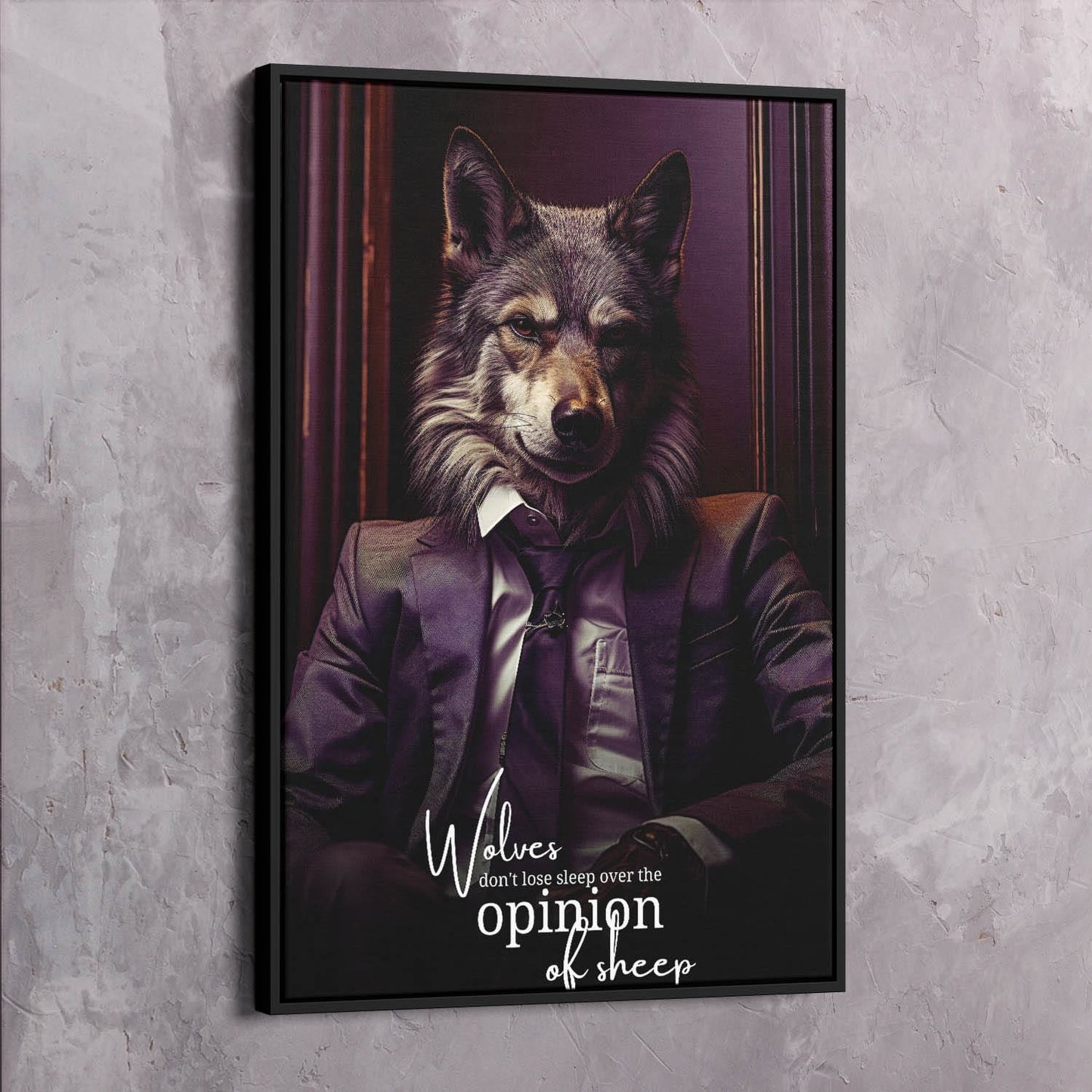 Wolves don't lose sleep over the opinion of sheep Wall Art | Inspirational Wall Art Motivational Wall Art Quotes Office Art | Impaktiv Exclusive Canvas Art Portrait