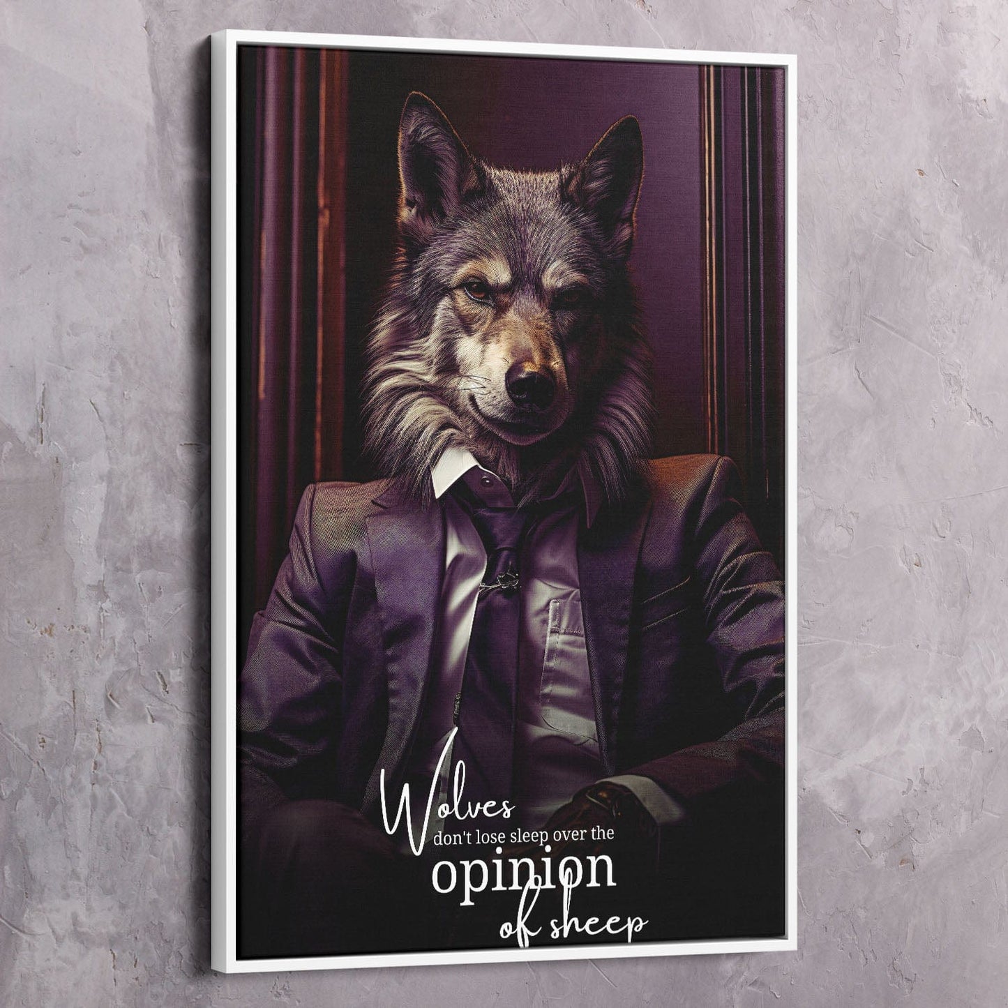 Wolves don't lose sleep over the opinion of sheep Wall Art | Inspirational Wall Art Motivational Wall Art Quotes Office Art | Impaktiv Exclusive Canvas Art Portrait