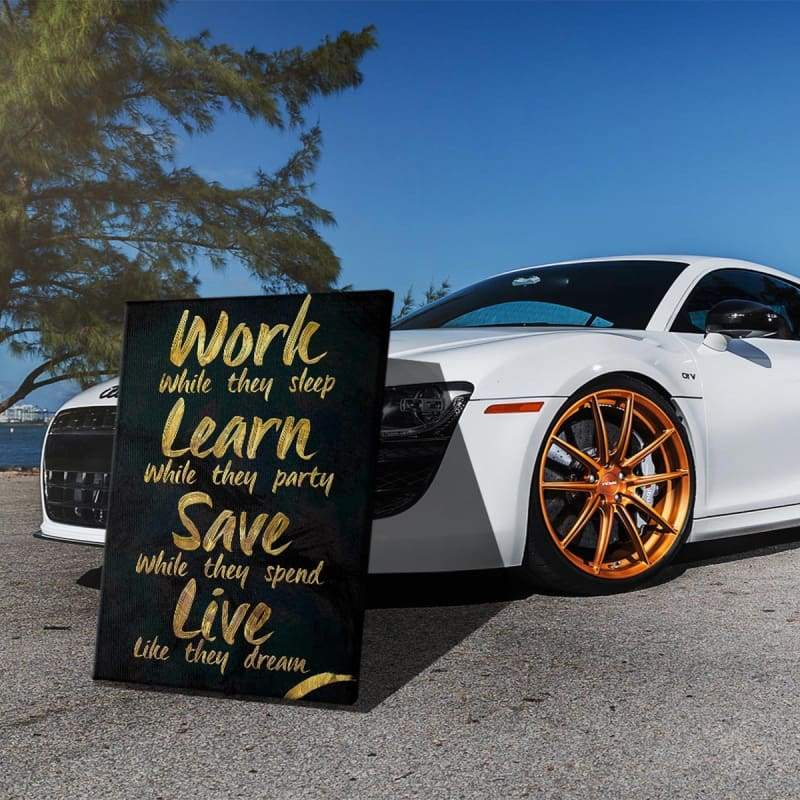 Work While They Sleep Wall Art | Inspirational Wall Art Motivational Wall Art Quotes Office Art | Impaktiv Exclusive Canvas Art Portrait