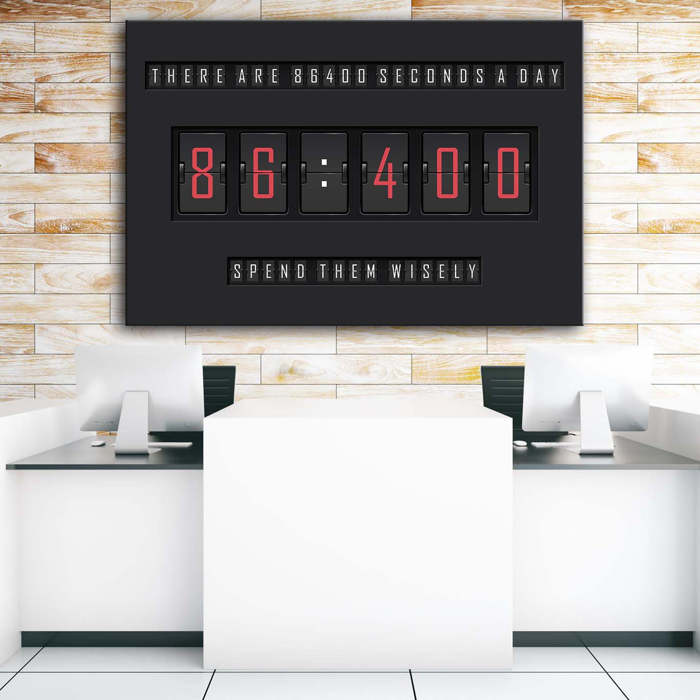 86400 Seconds in a Day Wall Art | Inspirational Wall Art Motivational Wall Art Quotes Office Art | Impaktiv Exclusive Canvas Art Landscape