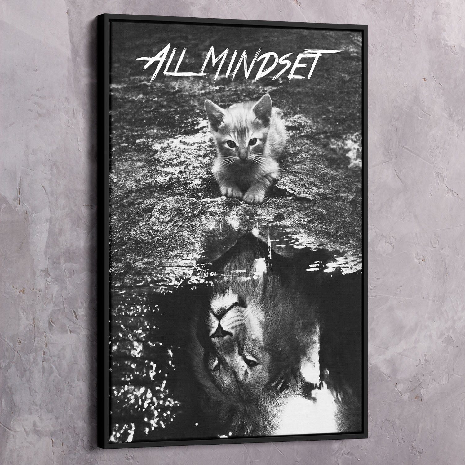 All Mindset Kitten Reflection Wall Art | Inspirational Wall Art Motivational Wall Art Quotes Office Art | Impaktiv Exclusive Canvas Art Portrait