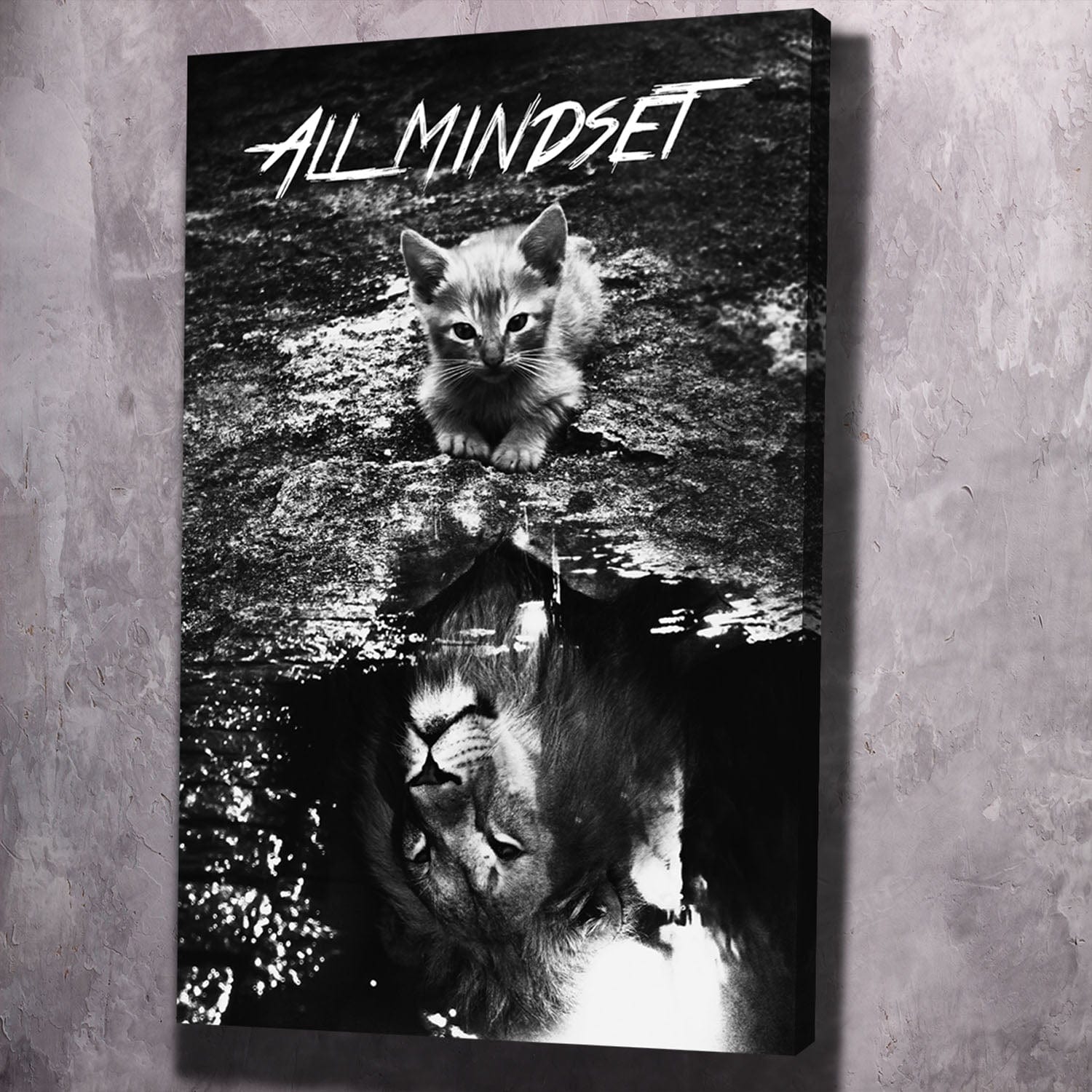 All Mindset Kitten Reflection Wall Art | Inspirational Wall Art Motivational Wall Art Quotes Office Art | Impaktiv Exclusive Canvas Art Portrait