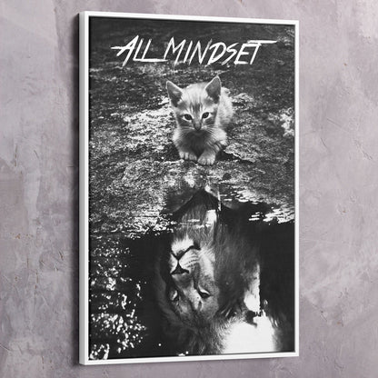 All Mindset Kitten Reflection Wall Art | Inspirational Wall Art Motivational Wall Art Quotes Office Art | Impaktiv Exclusive Canvas Art Portrait
