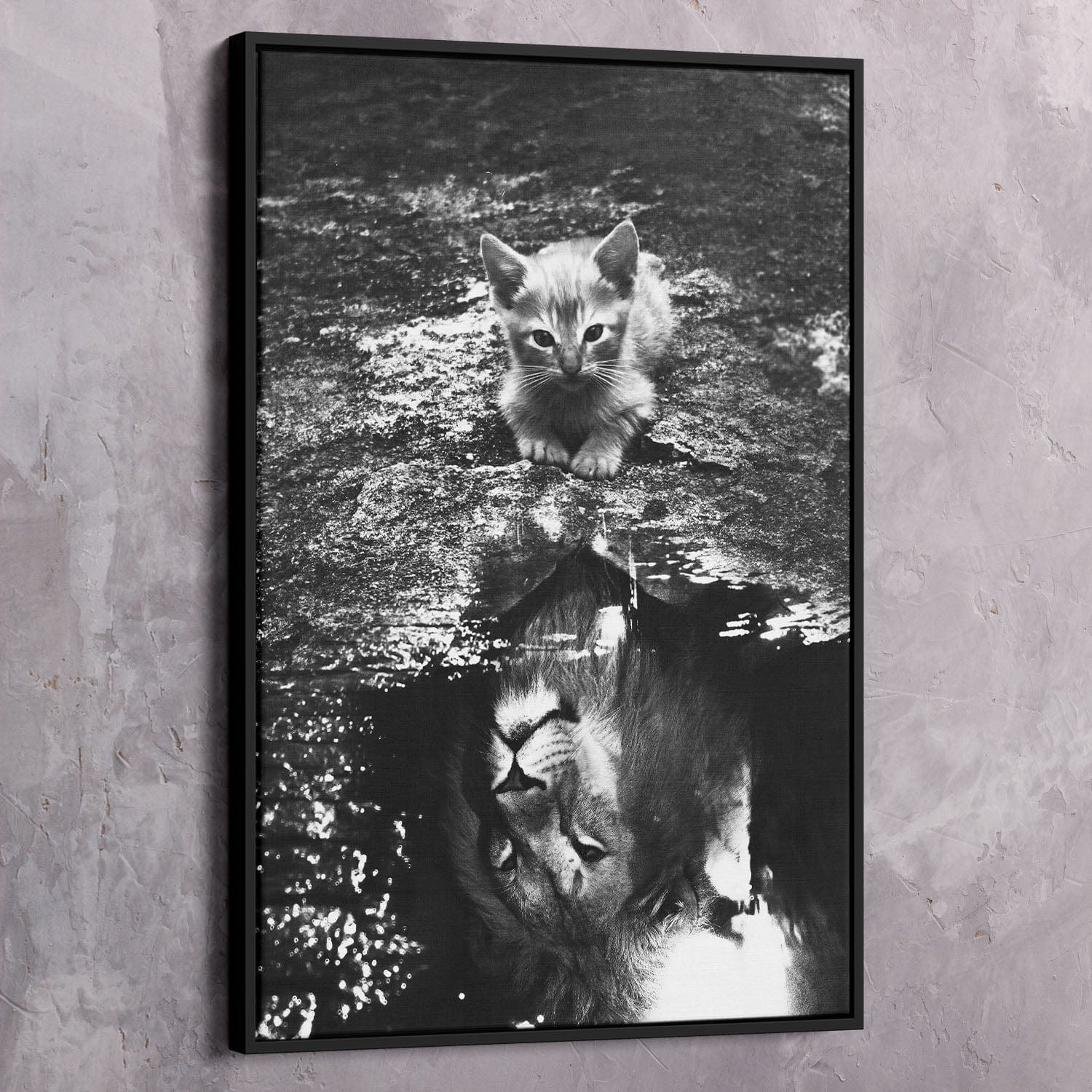 All Mindset Kitten Reflection Wall Art | Inspirational Wall Art Motivational Wall Art Quotes Office Art | Impaktiv Exclusive Canvas Art Portrait