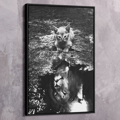 All Mindset Kitten Reflection Wall Art | Inspirational Wall Art Motivational Wall Art Quotes Office Art | Impaktiv Exclusive Canvas Art Portrait