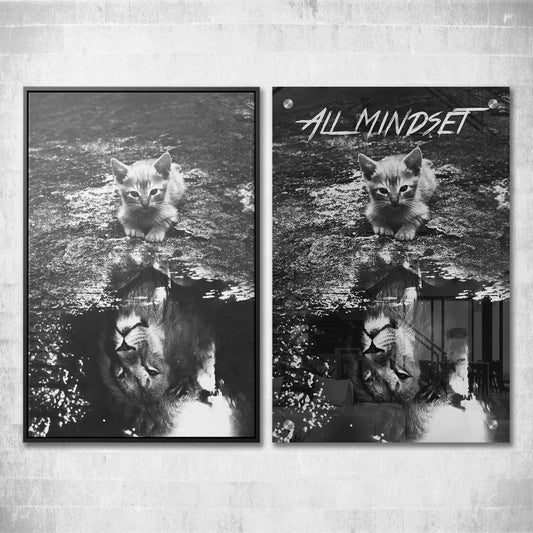 All Mindset Kitten Reflection Wall Art | Inspirational Wall Art Motivational Wall Art Quotes Office Art | Impaktiv Exclusive Canvas Art Portrait