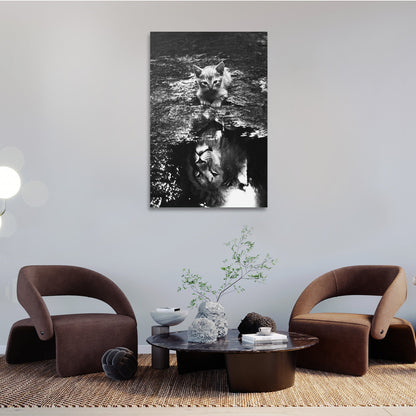 All Mindset Kitten Reflection Wall Art | Inspirational Wall Art Motivational Wall Art Quotes Office Art | Impaktiv Exclusive Canvas Art Portrait