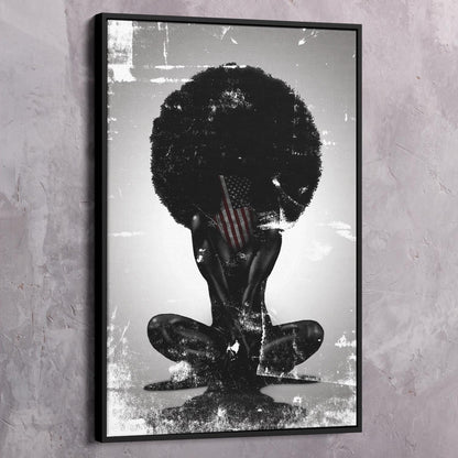 American Black Beauty Afro Silhouette Wall Art | Inspirational Wall Art Motivational Wall Art Quotes Office Art | Impaktiv Exclusive Canvas Art Portrait