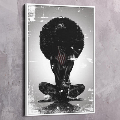 American Black Beauty Afro Silhouette Wall Art | Inspirational Wall Art Motivational Wall Art Quotes Office Art | Impaktiv Exclusive Canvas Art Portrait