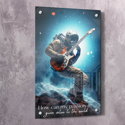 Astronaut Guitar - How Can My Passion Give Value Quote Wall Art | Inspirational Wall Art Motivational Wall Art Quotes Office Art | Impaktiv Exclusive Canvas Art Portrait