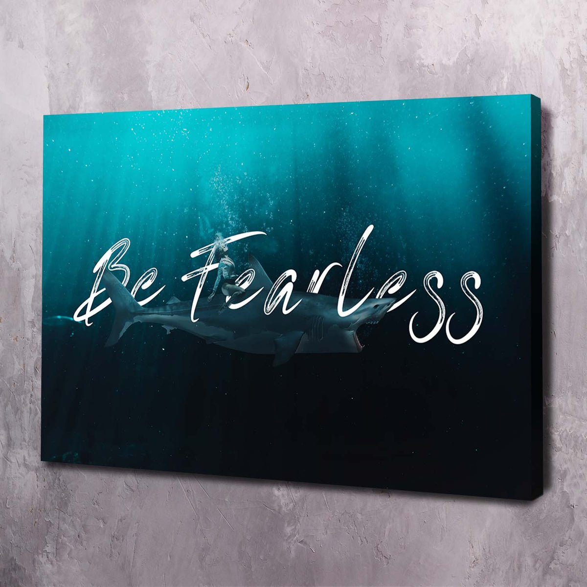 Be Fearless Shark Ride Motivational Wall Art, alternate view by Impaktiv