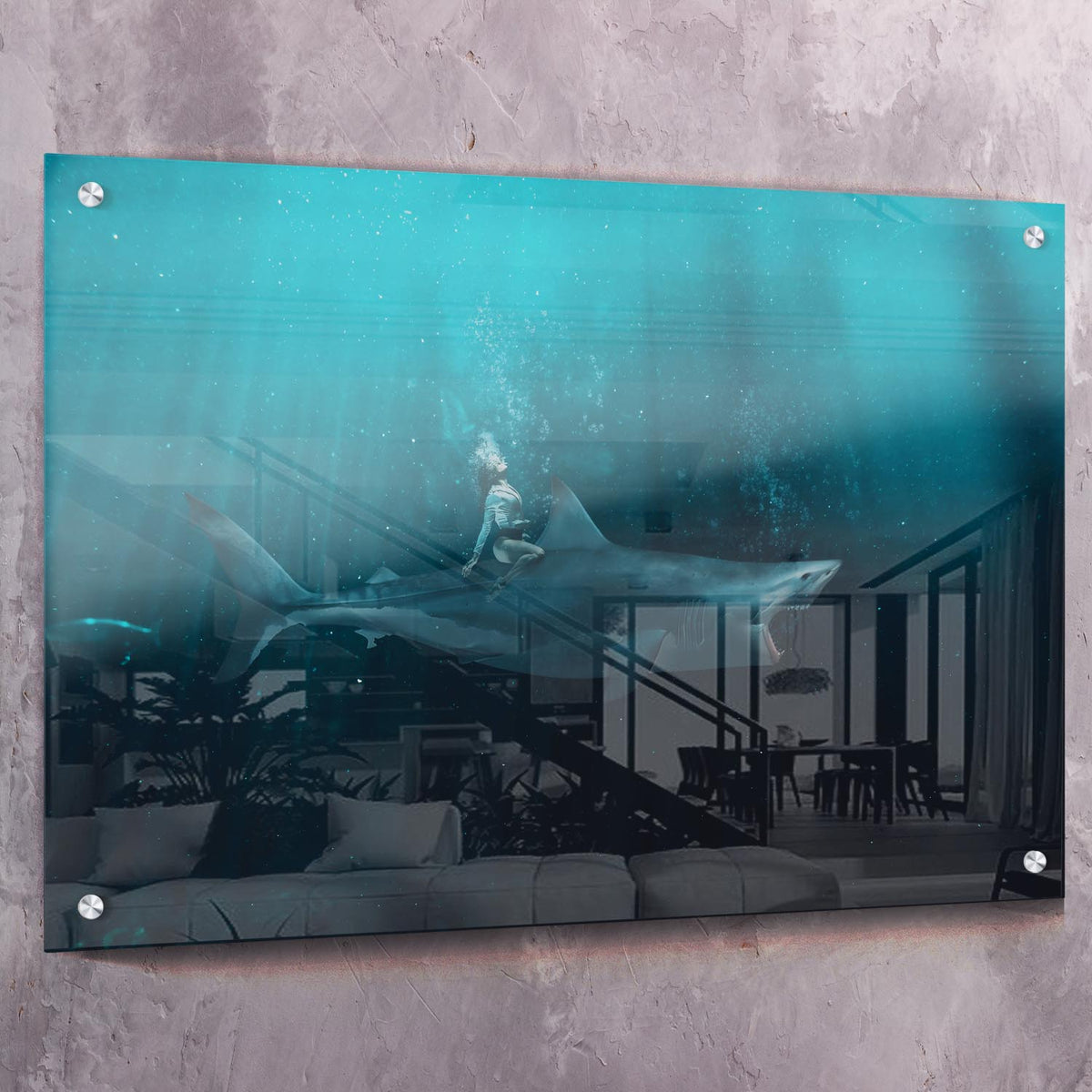 Be Fearless Shark Ride Motivational Wall Art, alternate view by Impaktiv