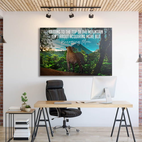Becoming More Mountain Motivational Wall Art, alternate artwork view by Impaktiv