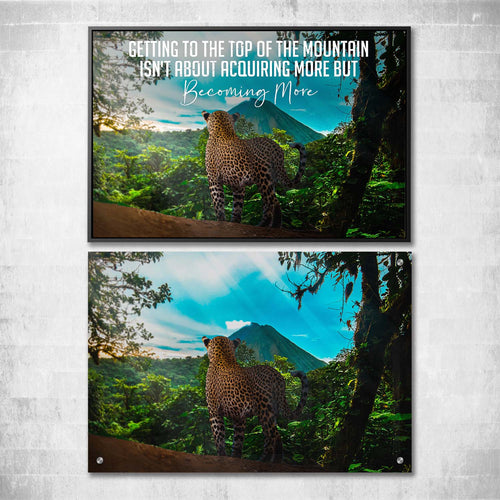 Becoming More Mountain Motivational Wall Art, personal growth wall art by Impaktiv