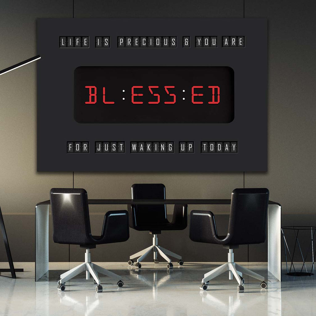 Blessed for Waking Up Today Clock Motivational Wall Art, alternate artwork view by Impaktiv