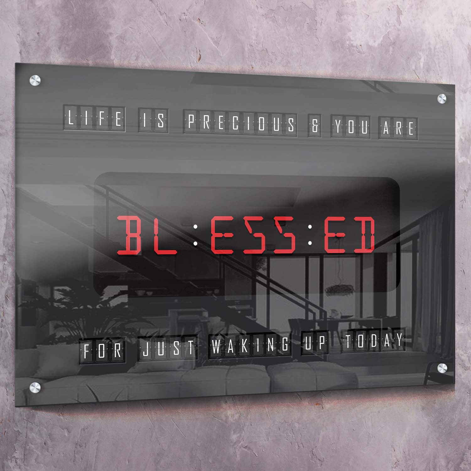 Blessed for Waking Up Today Clock Wall Art | Inspirational Wall Art Motivational Wall Art Quotes Office Art | Impaktiv Exclusive Canvas Art Landscape