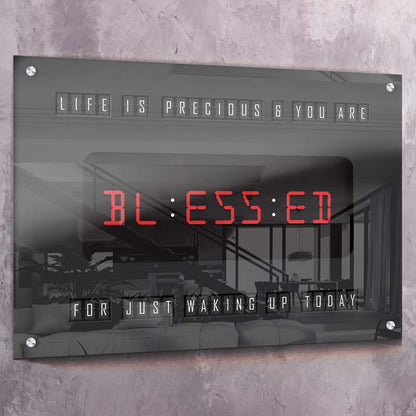 Blessed for Waking Up Today Clock Wall Art | Inspirational Wall Art Motivational Wall Art Quotes Office Art | Impaktiv Exclusive Canvas Art Landscape