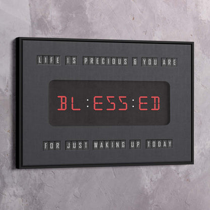 Blessed for Waking Up Today Clock Wall Art | Inspirational Wall Art Motivational Wall Art Quotes Office Art | Impaktiv Exclusive Canvas Art Landscape