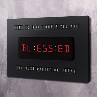Blessed for Waking Up Today Clock Wall Art | Inspirational Wall Art Motivational Wall Art Quotes Office Art | Impaktiv Exclusive Canvas Art Landscape