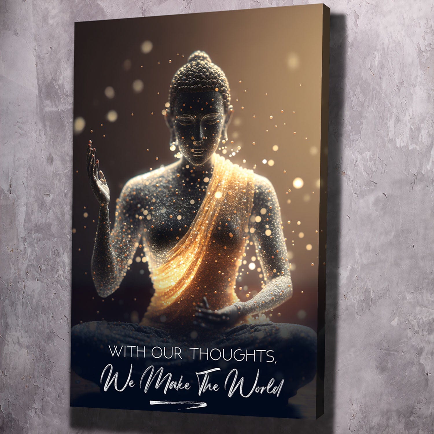 Buddha - With Our Thoughts Quote Wall Art | Inspirational Wall Art Motivational Wall Art Quotes Office Art | Impaktiv Exclusive Canvas Art Portrait