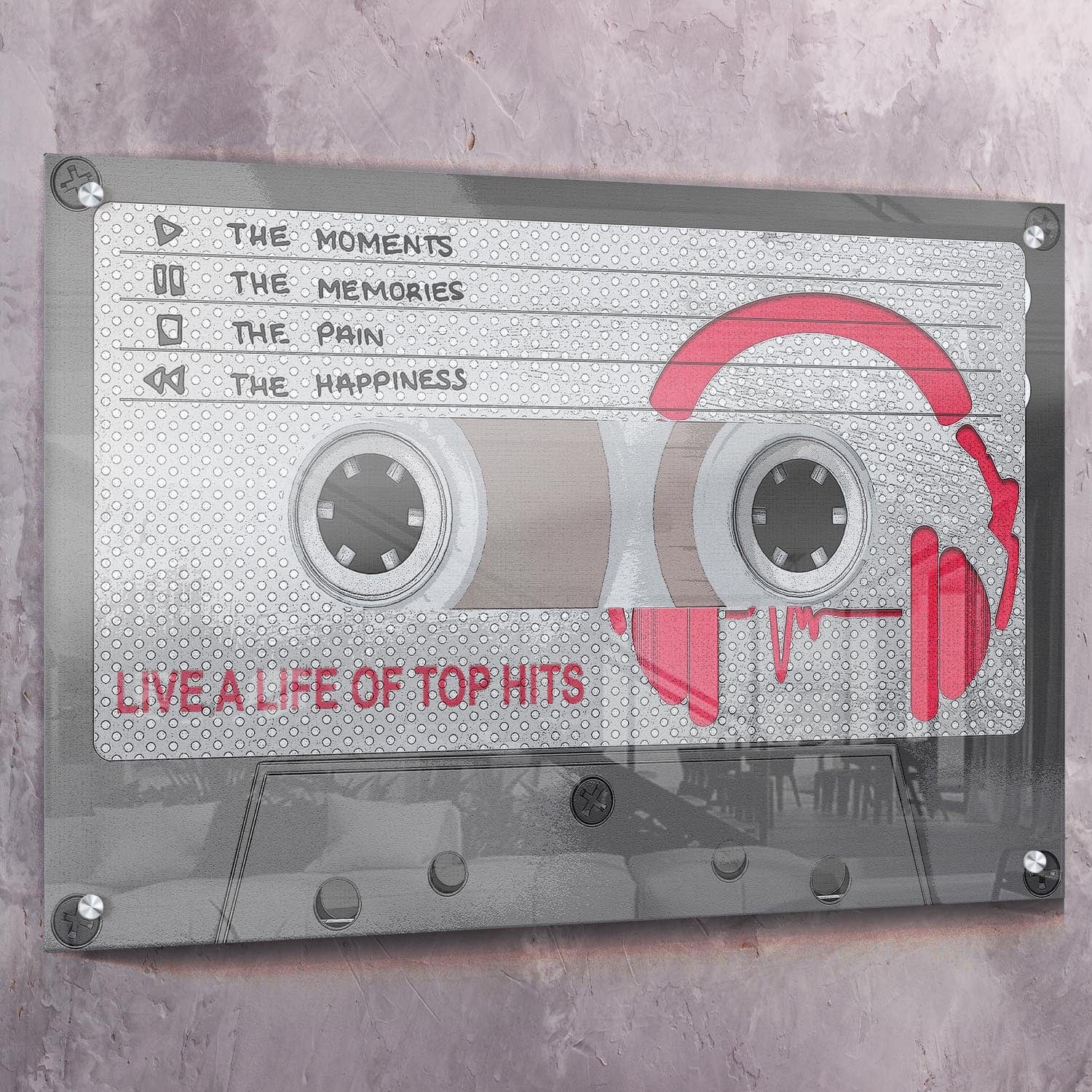 Cassette Tape Life of Top Hits Wall Art | Inspirational Wall Art Motivational Wall Art Quotes Office Art | Impaktiv Exclusive Canvas Art Landscape