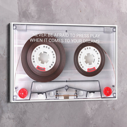 Cassette Tape Never be Afraid Wall Art | Inspirational Wall Art Motivational Wall Art Quotes Office Art | Impaktiv Exclusive Canvas Art Landscape