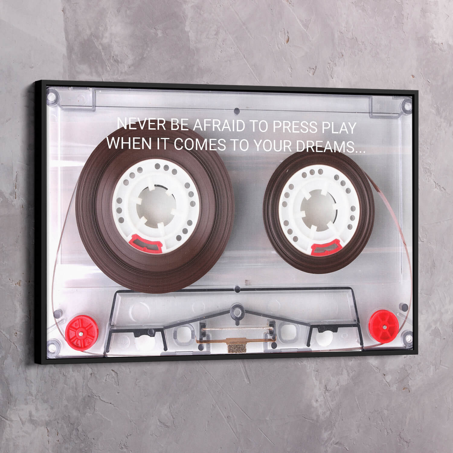 Cassette Tape Never be Afraid Wall Art | Inspirational Wall Art Motivational Wall Art Quotes Office Art | Impaktiv Exclusive Canvas Art Landscape