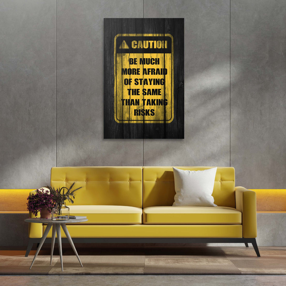 Caution Taking Risks Motivational Wall Art, alternate view by Impaktiv