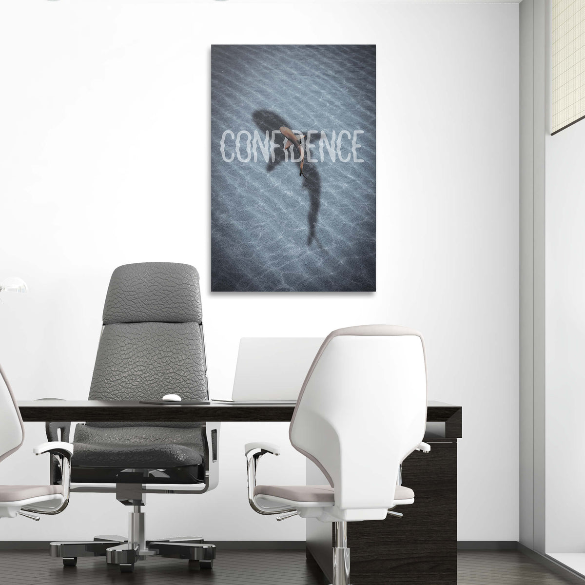 Confidence Shark Shadow Motivational Wall Art, alternate view by Impaktiv