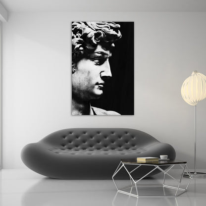 David Sculpture Black & White Wall Art | Inspirational Wall Art Motivational Wall Art Quotes Office Art | Impaktiv Exclusive Canvas Art Portrait