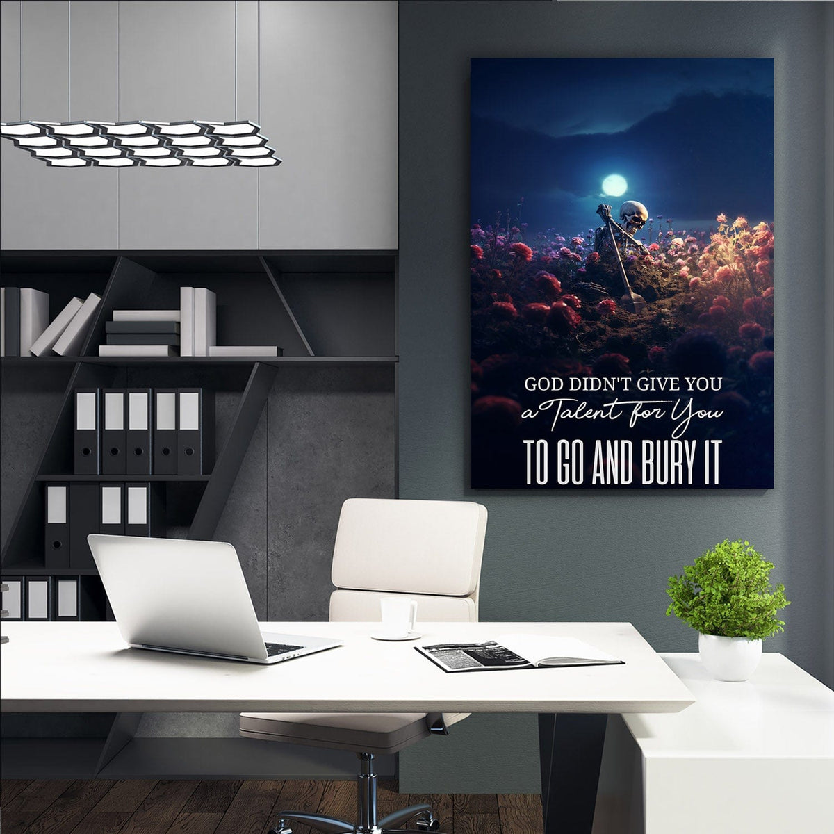 Skeleton & Flowers - Don't Bury Your Talent Wall Art, alternate view by Impaktiv